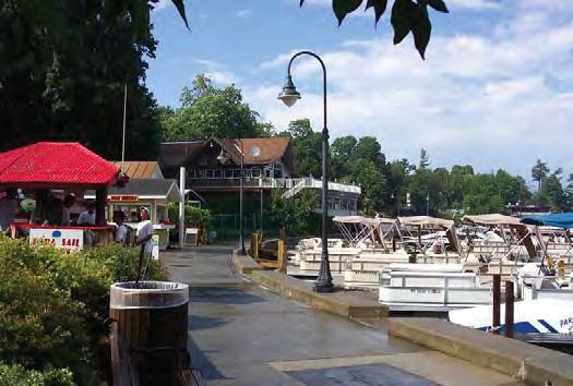 Blais Park, public docks, public restrooms, and the Lake George Visitor Center are public resources that exist all along the Boardwalk and e the lake to the business district.