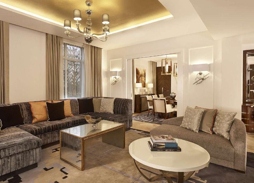Rooms are interconnected with double-width sliding pocket doors, enabling the entire suite to be opened into a single space.