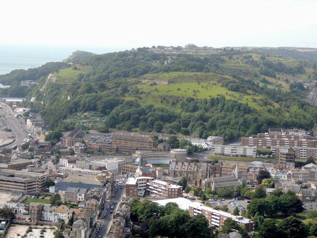 Dover town is in the valley between Dover Castle and a second fort, known