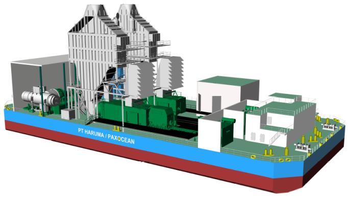 0 m Gas Turbine Generator: 2 x 54 MW Steam Turbine Generator: 1 x 49 MW 200MW LNG Storage Main Dimensions: L.O.A.: 169.