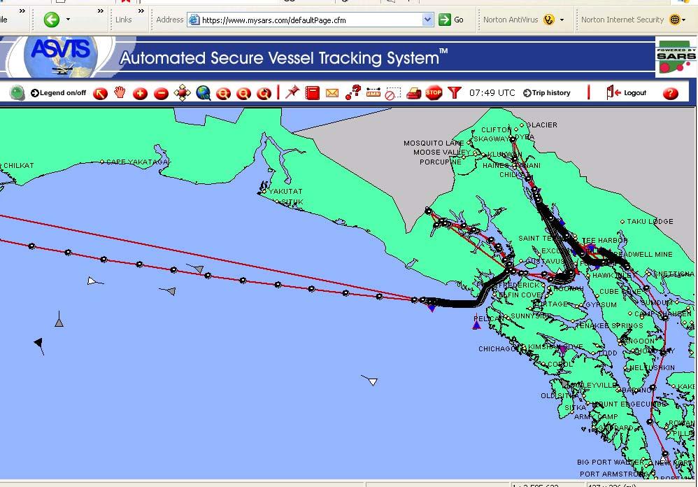 Combined AIS and Satellite Tracking of Vessel in