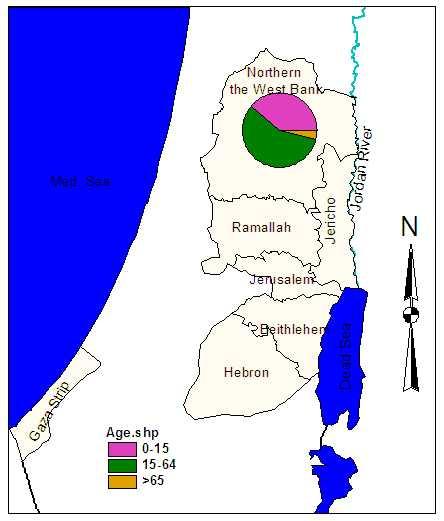 Map (6): Population Age Categories According to the Palestinian Central Bureau of Statistics, more than 262450 or 28% of the population are