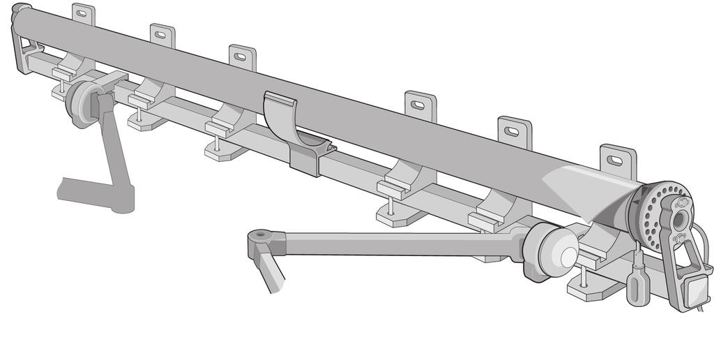 Left Roller Bracket (a) 2 Left Arm Clamp Left Lateral Arm 1 Awning Left End (b) Bracket Square Bar Figure 1c Bracket s for 14-16 Wide Awnings 3 Awning Middle Point (f) Right Lateral Arm Awning Fabric