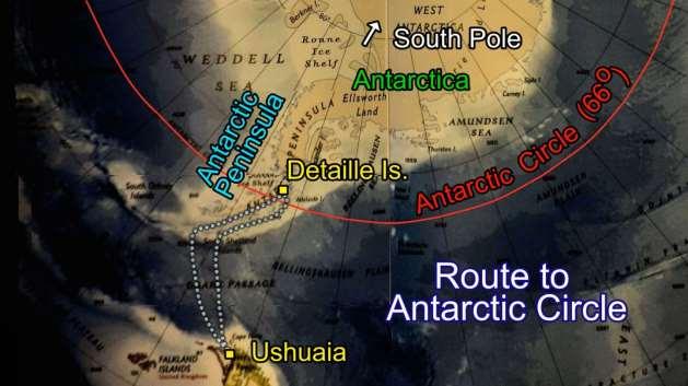 Drake Passage and then along the Antarctic Peninsula to Detaille Island which is about 22 miles south of