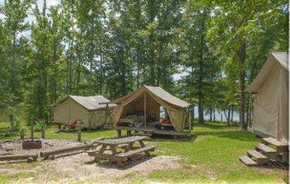 CAMP GRAHAM FACILITIES Cardinal Cove: Platform Tents - Capacity 16 CIT Cabin: Cabin Capacity 10 Cardinal Cove is located between the infirmary and the swinging bridge where you have a great view of
