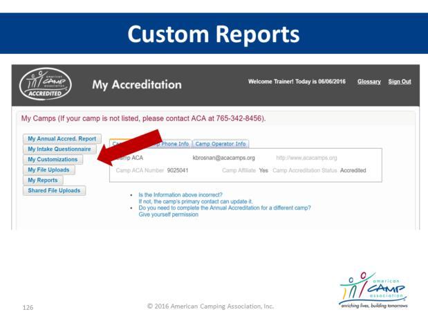 Custom Reports Note to Instructor: Go to My Reports page and highlight the following. My Reports is the final feature we are going to demonstrate.