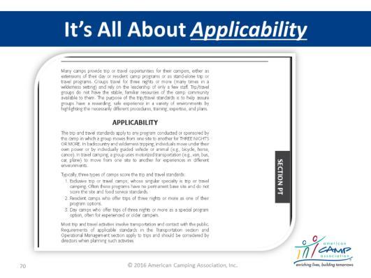 Applicability It s all about applicability! Read the first page of a section carefully! Pay attention to DNA statements!