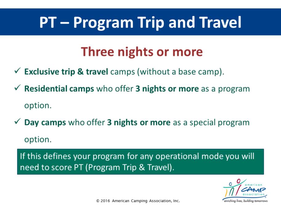 PT-Trip and Travel Trip and Travel Camps Please take the time to reference APG p.