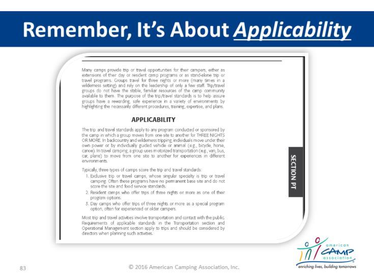 Applicability Be sure to reinforce the value of the applicability paragraph. Take time for this concept. Share these Truths It s all about applicability! Read the first page of a section carefully!