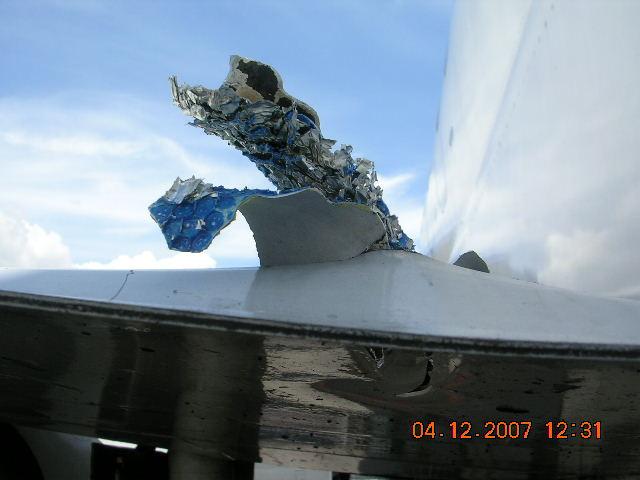 The aft flap was damaged as