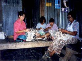 Females of Ban Pong Manao are weaving bark ropes