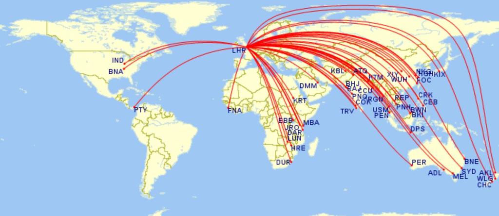 Competition & Choice 2017 Figure 31 We estimate that an expanded Heathrow could add over 40 long haul connections by 2030 Source: Frontier analysis Note: Heathrow to Australasia is over 9,000 miles.