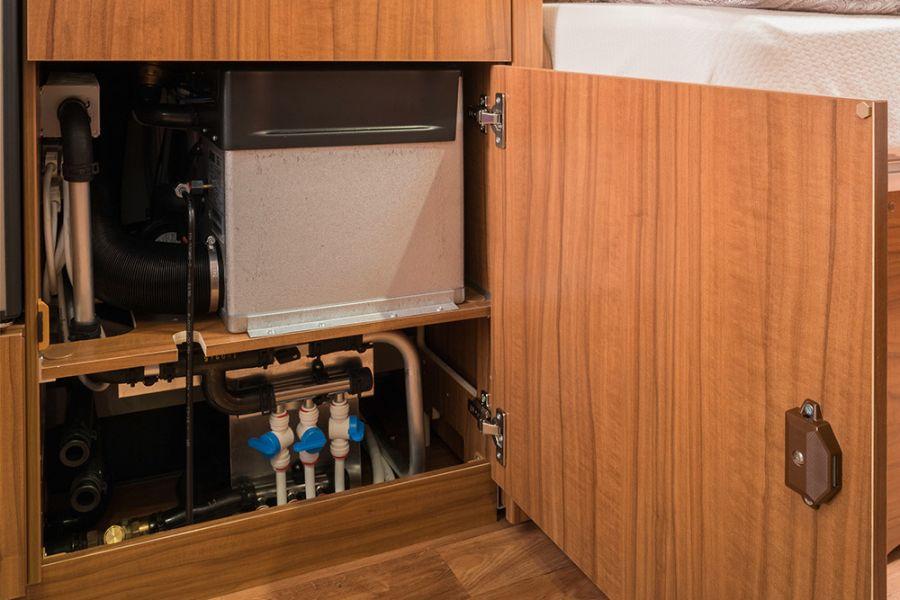 A hot water heater is optionally integrated in the ERIBA Nova SL.