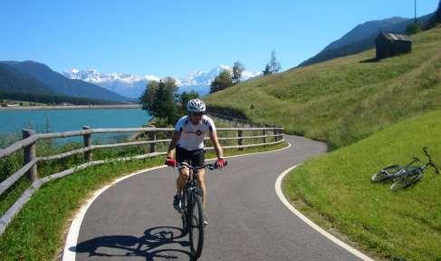 Whilst cycling enjoy the view onto the impressive Ortler massif and the Stilfserjoch.