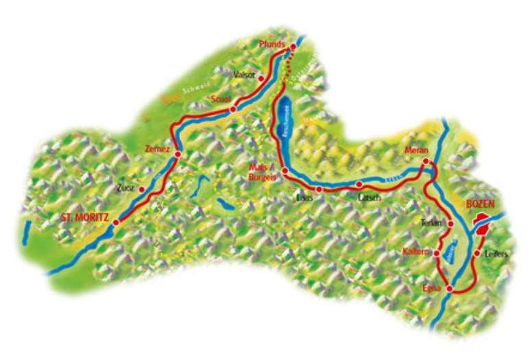 Route Technical Characteristics: Route Profile: You cycle on marvelously well maintained cycle paths mainly along the rivers Inn and Adige.