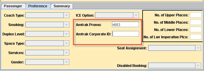 Amtrak Corporate and Promotional Rates: We have added new fields to allow for Amtrak promotional and corporate discount codes.