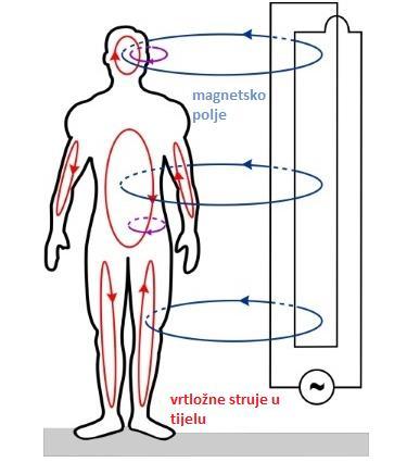 Mogući učinak je stimulirajući efekt magnetski induciranih električnih polja i tjelesnih struja (tzv. vrtložne struje) unutar tkiva.
