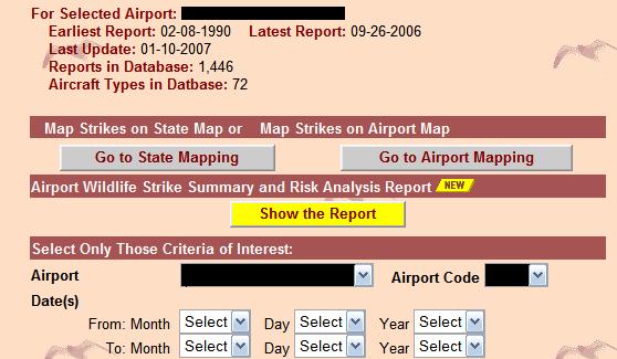 Dolbeer, Marriott, and Newman Airport wildlife strike and risk analysis report 4 Figure 1 Link to Airport s Wildlife Strike Summary and Risk Analysis Report (airport name blacked out for privacy