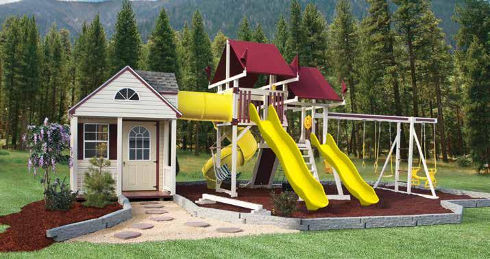 playsets Cottage Escape $11,327 8 X 12 playhouse 8 X 8, w/ 4 porch 6 6 tunnel 14 turbo twister slide 14 avalanche slide 10 avalanche slide 39 2-5 X 5 towers 7 deck & 5 deck 2 - tarp roofs rock wall