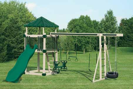 playsets Deluxe $3476 19 16 5 X 5 Tower 5 deck pyramid roof access ladder w/railing 10 avalanche slide 4- position ladder