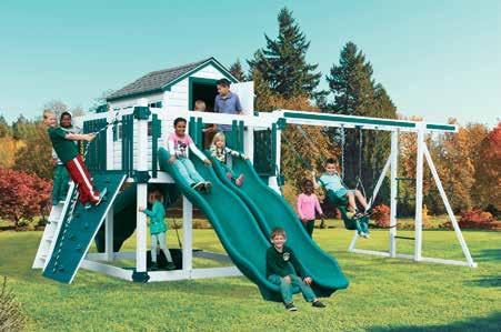 Turbo Escape $4888 20 playsets 23 24 23 5 X 8 Playhouse, 3 X 6 porch 5 deck Interior carpeted 2 windows w/ screens & shutters 12 ramp w/ rope 10 avalanche slide 14 turbo twister slide ships wheel
