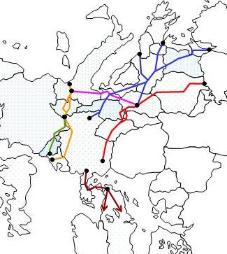 European rail corridors concerned by ETCS Conventional rail corridors - Rotterdam to Milan/ Genova - Antwerp to Basle - Hamburg to Malmö - Berlin to Bukarest and Constanta