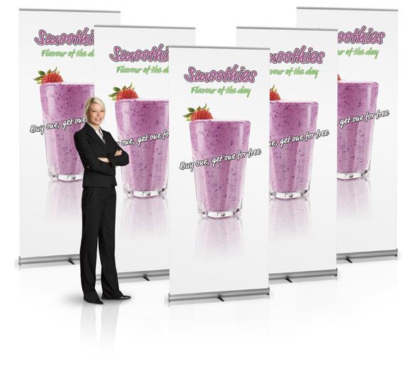 Expand PromoRollup A cost-effective retractable display - suitable for large volumes This retractable