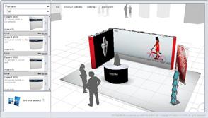 Plan your stand in our free 3D tool What will my event or exhibition stand look like? With our 3D tool you will quickly see how much you can fit into your floor space and how it will look.