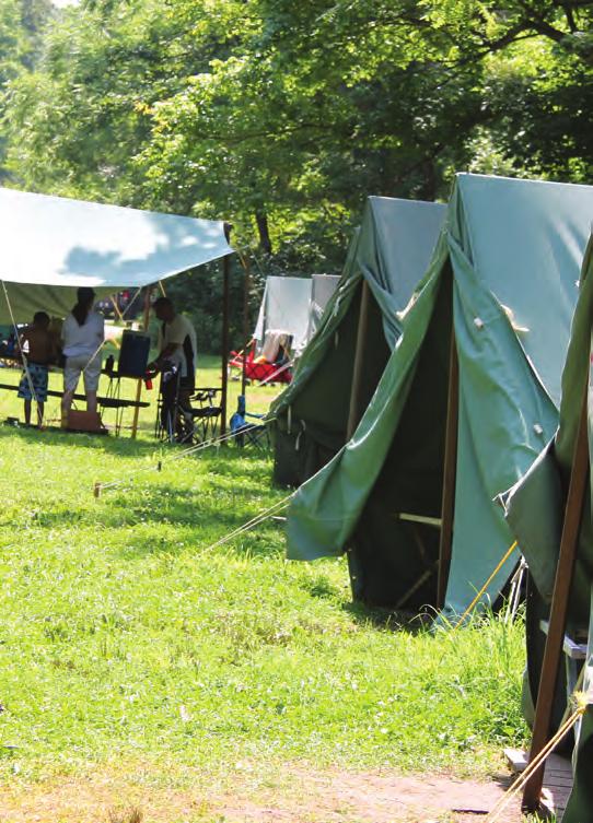 Equipment All equipment needed for camping is provided at no additional cost. Equipment includes the following items: 9'x7' two-person wall tents, cots, floorboards, picnic tables, and flys.