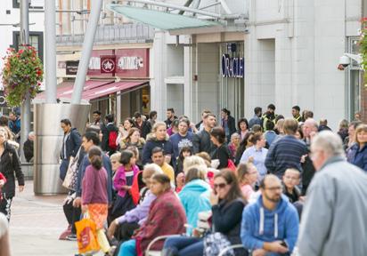 The pedestrianised Broad Street is the prime shopping