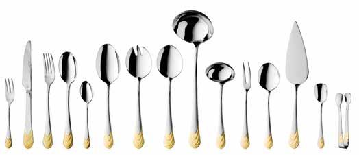 fork 20,0 cm (7 3/4 ) 12x knife 22,5 cm (8 3/4 ) 12x spoon 20,0 cm (7 3/4 ) 12x coffee/tea spoon 14,0 cm (5 1/2 ) 2x serving spoon 22,0 cm (8 3/4 ) 1x