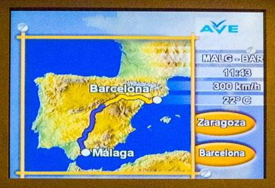 Barcelona, Spain (May 8-14, 2013) Malaga to Barcelona We took the high speed train from Malaga to Barcelona. The general track we took is shown in the photograph here.