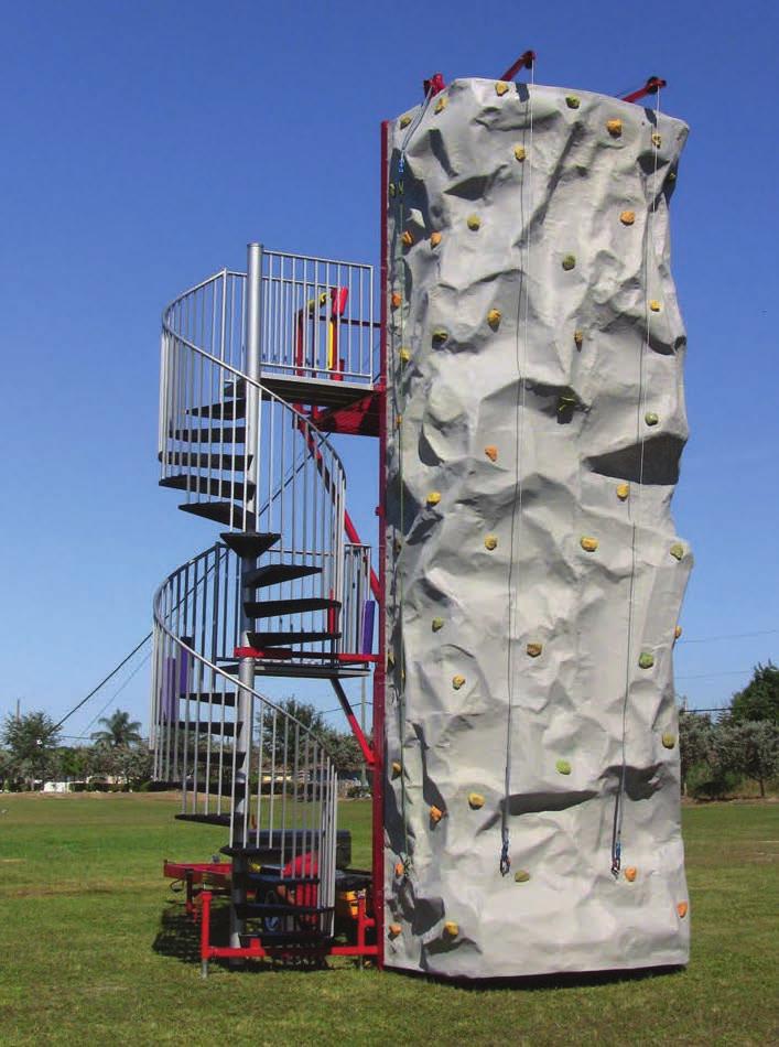 Retro Fitted Rock Climbing Wall with ZipLiner (Inflatable staircase also available) Rock Wall ZipLiner Combo