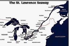 Rapids blocked inland movement of ships (head of navigation) until the St. Lawrence Seaway was built. 21 22 St.