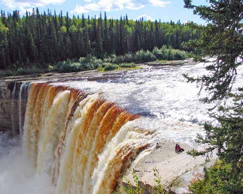 DAY 7 VISIT ALEXANDRA AND LOUISE FALLS JUST SOUTH OF ENTERPRISE Pull over at Alexandra Falls and witness the mighty 32-metre plunge over the Hay River.