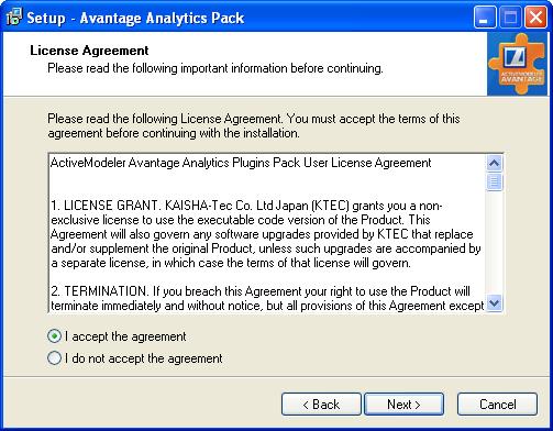 Install the Avantage Analytics Pack
