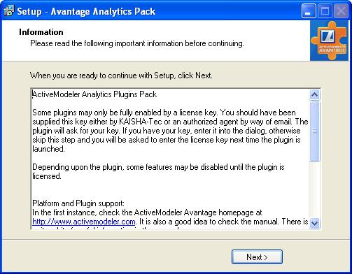 Install the Avantage Analytics Pack 10.
