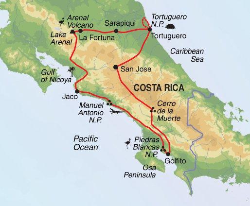 Discover Costa Rica - Trip Notes General Trip info Map Trip Code: EWUC Trip Length: 15 Trip starts in: San Jose Trip ends in: San Jose Meals: All breakfasts, 8 lunches and 6 dinners included