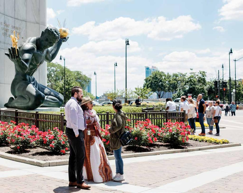 Spirit of Detroit Plaza Spirit of Detroit Plaza, a newly designed Downtown public space on Woodward at Jefferson, opened on Monday, June 12, 2017 and continues through Thursday, August 31, 2017.