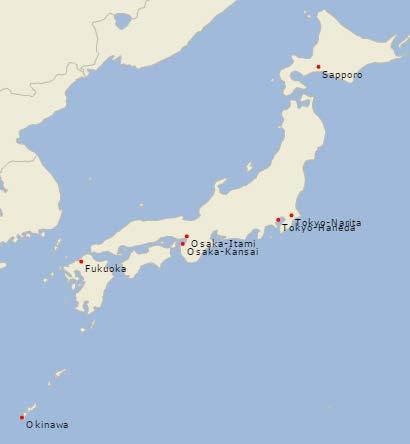 Figure 11: Map of Japan s busiest airports (Source: Google maps) Haneda Airport (HND) Tokyo Haneda Airport is one of two major airports that provide services to the Greater Tokyo region and the