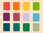 postoje četiri skupine boja, svaka od te boje skladna je sa bojom iz iste skupine dok dvije boje iz različitih skupina
