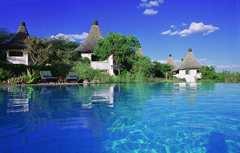 Hotels On Safari in Kenya + Tanzania Lake Manyara Serena Lodge - Lake Manyara, Tanzania Set on the edge of the Mto Wa Mbu escarpment, guest rooms have en-suite bathroom and private balcony with great