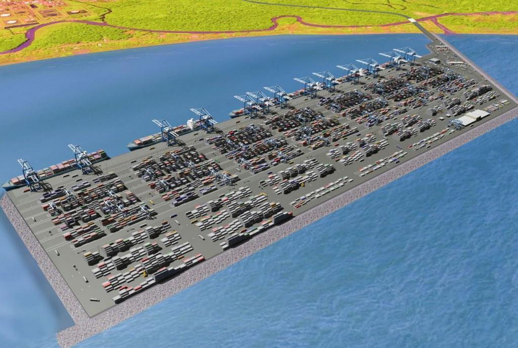 Maritime area projects Container Terminal Moin will have an artificial island 500 meters offshore, which will span 80 hectares.