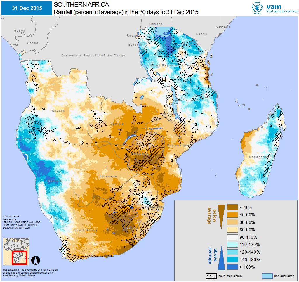 December 2015 December 2015 rainfall as a percentage of the 20-year average (left). Brown shades for drier than average, blue shades for wetter than average conditions.