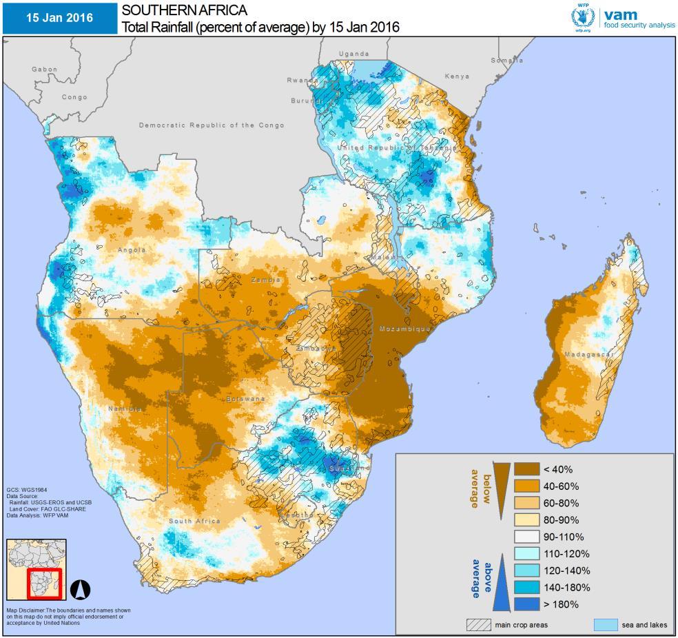 From WFP-AEW January brings only limited improvements The first half of January (left map) saw drier than average conditions that have been the norm this season.
