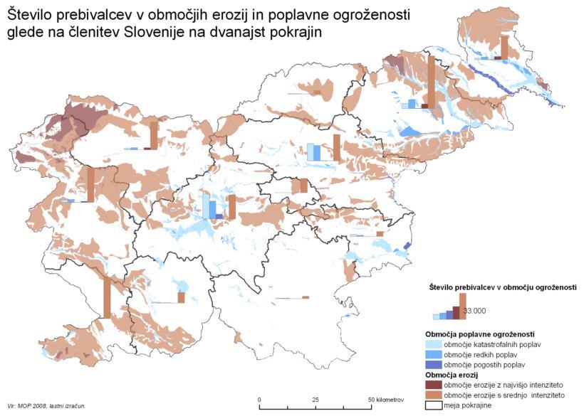 P17 Število in delež na poplavno ogroženih območjih P18 Plazovita območja v Sloveniji in ogroženost prebivalstva Opredelitev: Število in delež prebivalcev na poplavno ogroženih območjih po naseljih.