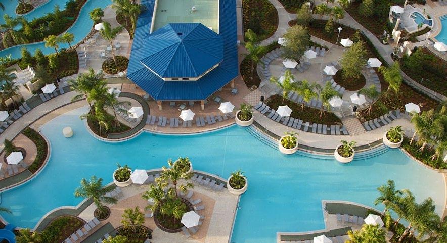 Hotel Highlights: 24 hour Marketplace serving Starbucks coffee and Grab and Go Items Various Dining Options available from 5:00am - 1:00am Zero entry pool with lazy river and waterslide 9-hole