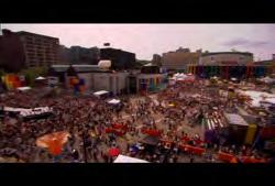 00:00:11:20 N QC-HD-011 Quebec: Montreal: Montreal International Jazz Festival: Wide high angle