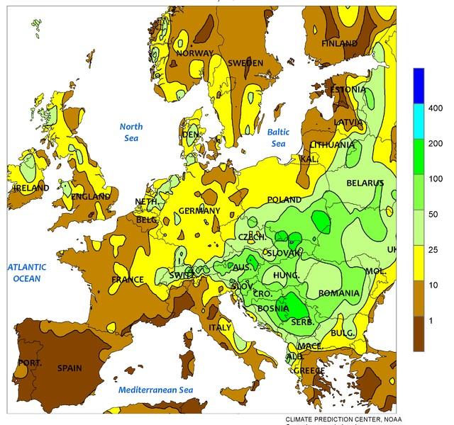 Overview of total amount of rainfall from 12 to 18 May 2014 The maximum daily