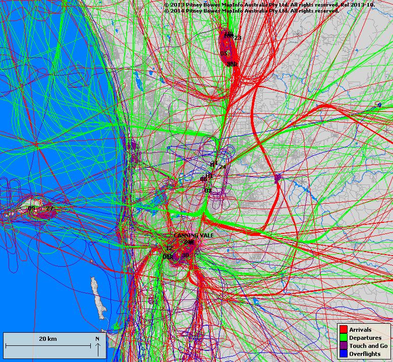 5. Historical flight path images The following images of Perth Airport aircraft movements for the same
